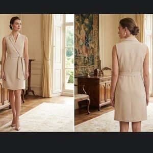 Theory Livwilth Admiral crepe wrap dress in classic Light beige Size 6